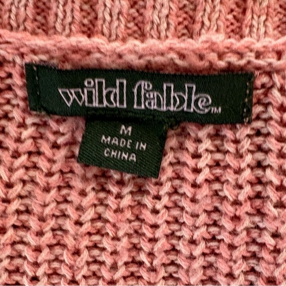Wild Fable Pink V-Neck Cropped Long Sleeve Knit Sweater Women Junior Sz M - Picture 10 of 11